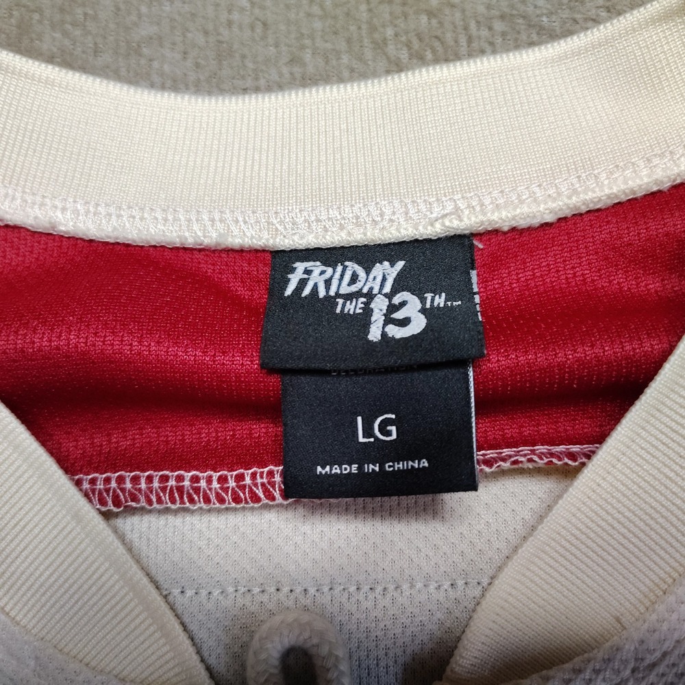 BoxLunch Friday the 13th Hockey Jersey Mens Large White Red Horror Jason #13 - Picture 3 of 8